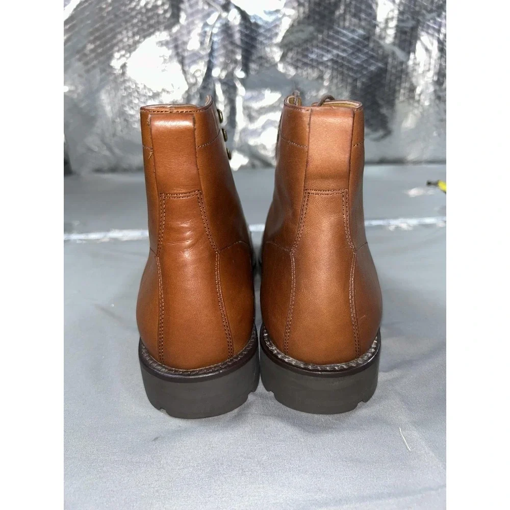 Polo Ralph Lauren Boots Mens Size 8.5 Brown Leather Lawrence Cap Toe Combat EUC